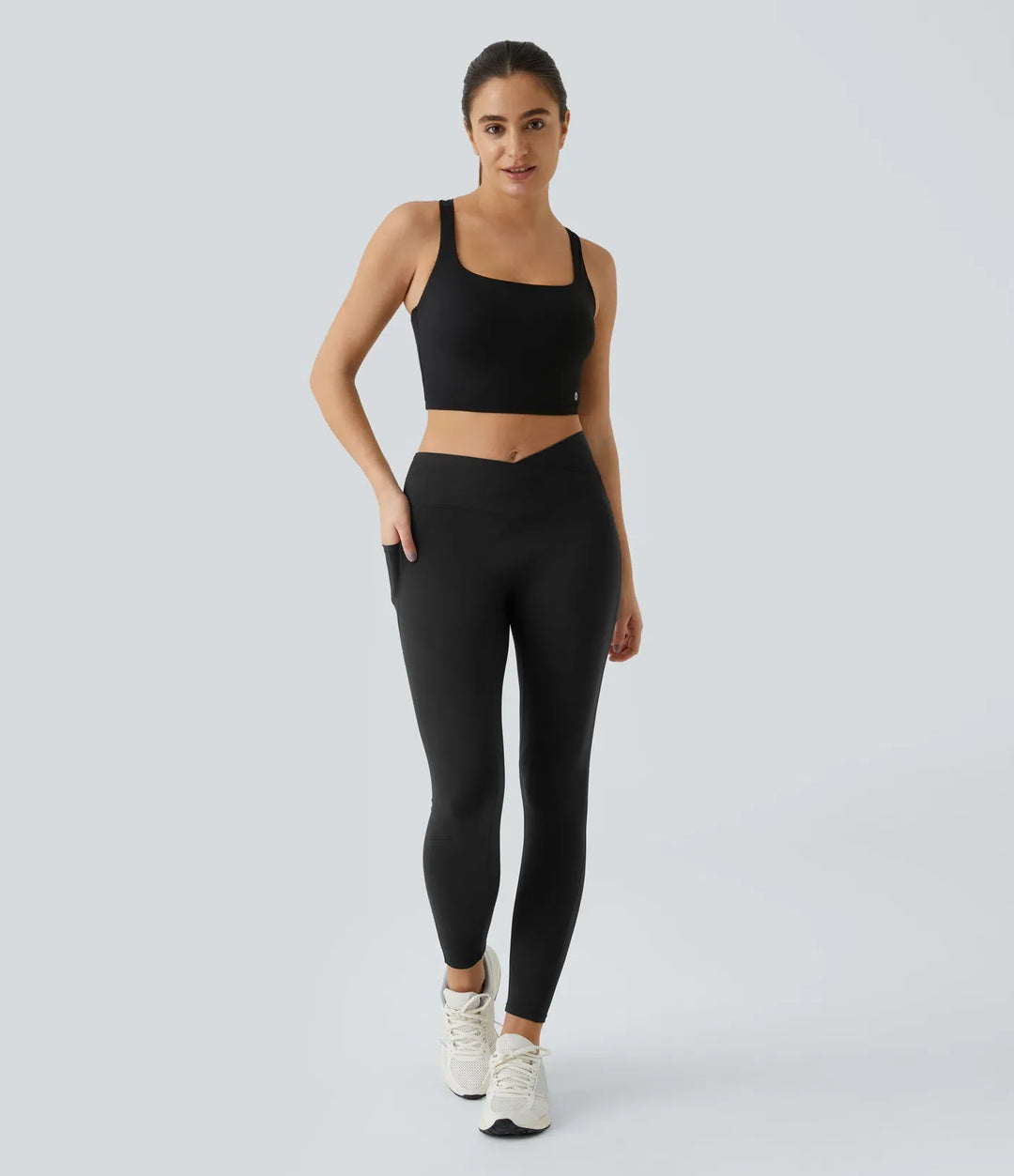 Patitoff 2.0 Pet włosy Resistant z wysokim stanem krzyżowany bok kieszeń legginsy do jogi