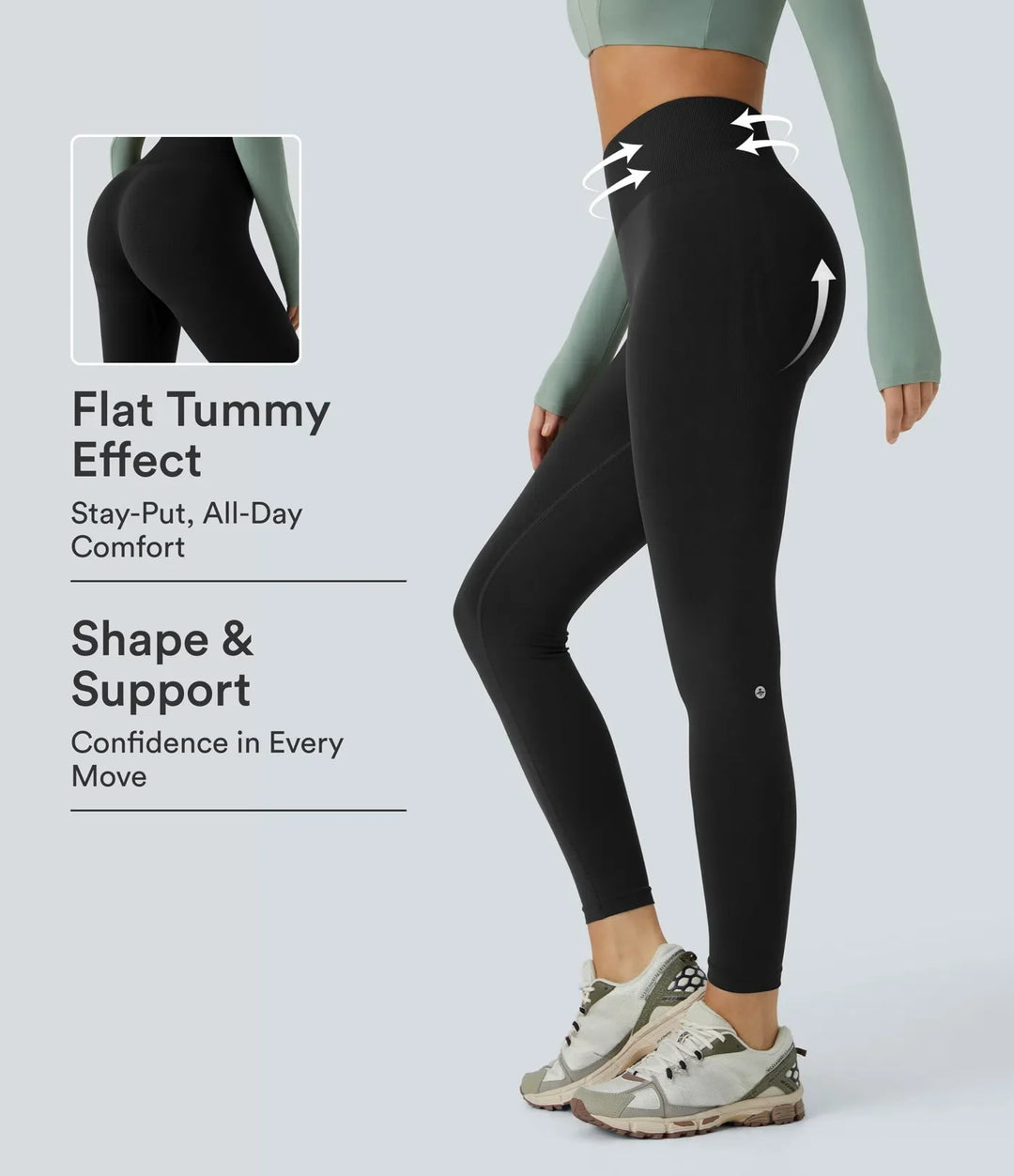 OneForm bezszwowy Flow ze średnim stanem modelujące brzuch unoszące pośladki legginsy do jogi