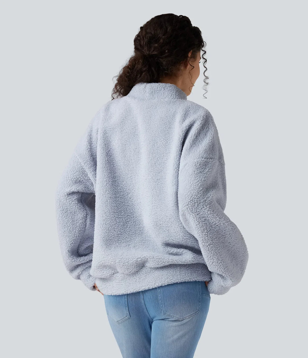 Z półgolfem z długim rękawem na co dzień sherpa bluza z kieszeniami