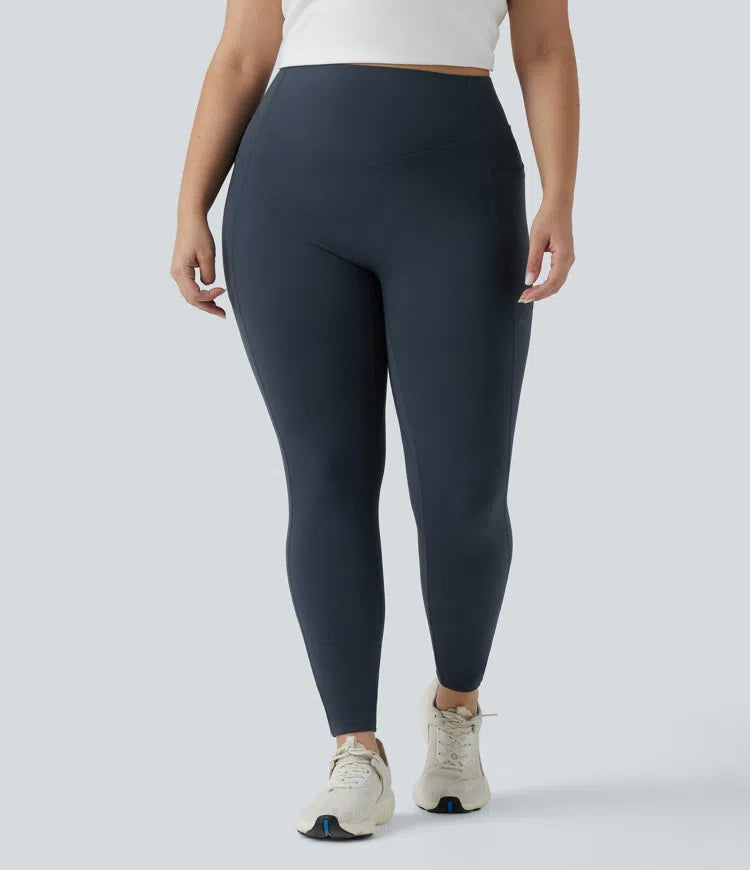 Legginsy w rozmiarze plus Halara UltraSculpt do jogi z wysokim stanem, modelujące brzuch, unoszące pośladki, z marszczeniami i kieszeniami.