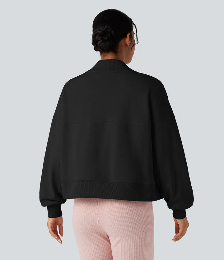 Z długim rękawem na co dzień oversize bawełniany bluza z kieszeniami