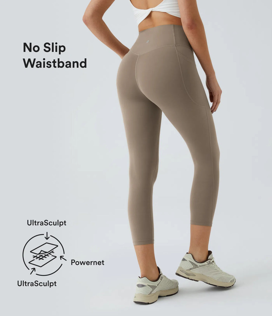 Halara UltraSculpt capri legginsy z wysokim stanem, kontrolą brzucha, kieszenią i modelującym efektem do treningu