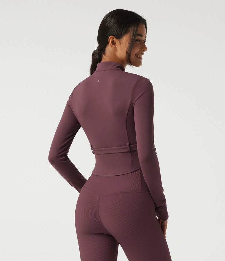 Milejka UltraSculpt ze stójką i długim rękawem z klamrą z paskiem joga Curvy kurtka