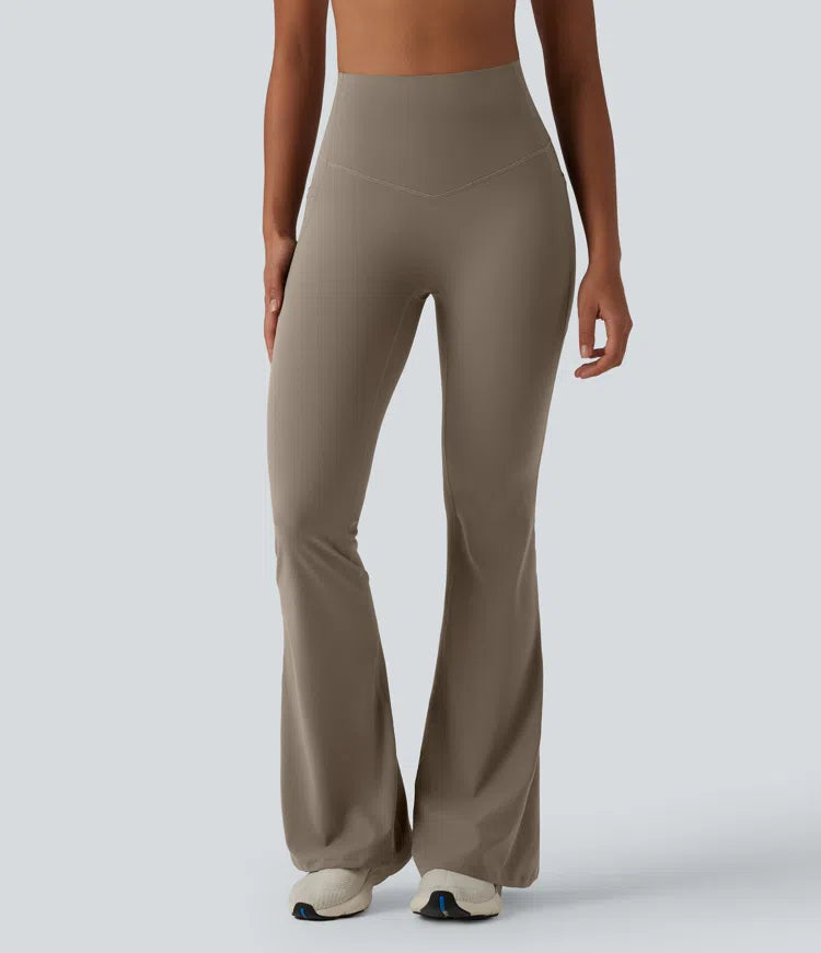 Halara UltraSculpt legginsy do jogi z wysokim stanem, modelujące brzuch, z rozkloszowanymi nogawkami i kieszeniami