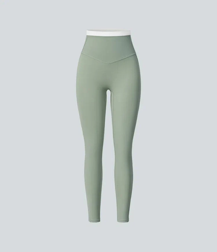 Milejka UltraSculpt z wysokim stanem modelujące brzuch kolor block skinny legginsy do jogi z kieszeniami