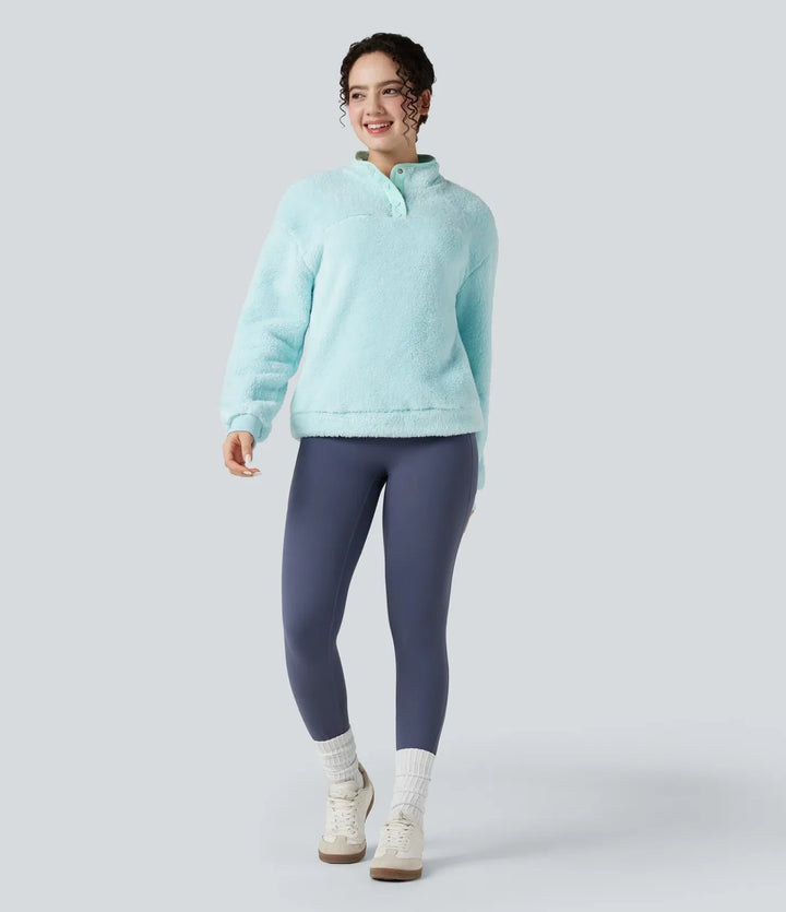 Ze stójką z guzikami na co dzień polarowy bluza