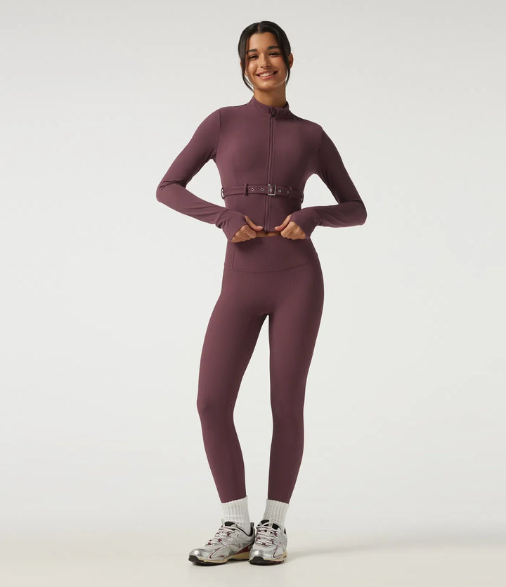 Milejka UltraSculpt ze stójką i długim rękawem z klamrą z paskiem joga Curvy kurtka