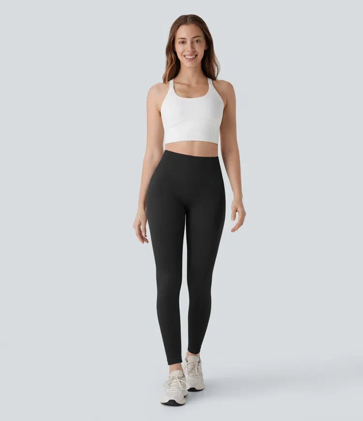 bezszwowy Flow z wysokim stanem modelujące brzuch unoszące pośladki 7/8 legginsy do jogi