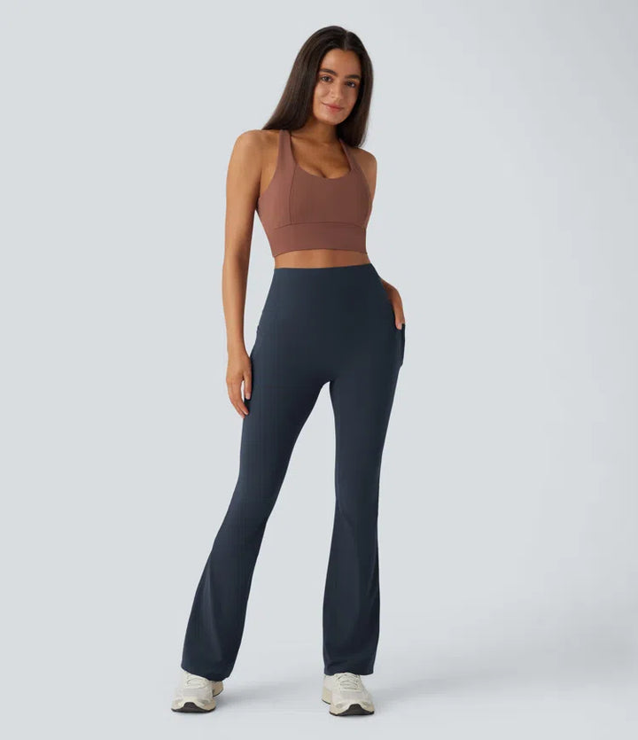 Halara UltraSculpt legginsy do jogi bootcut z wysokim stanem, kontrolą brzucha, modelujące sylwetkę i z kieszenią