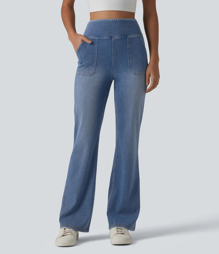 Halara Flex jeansy bootcut z wysokim stanem, z modelującym efektem na brzuch i z kieszeniami