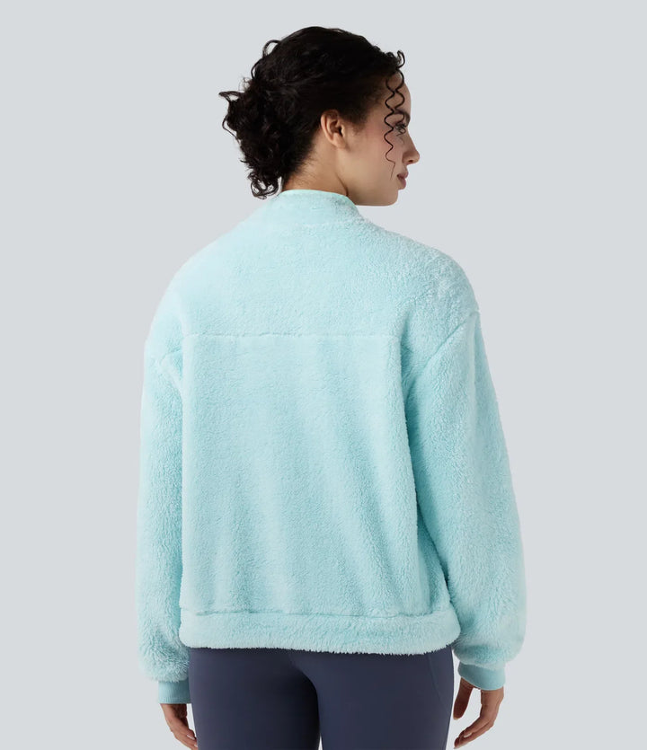 Ze stójką z guzikami na co dzień polarowy bluza