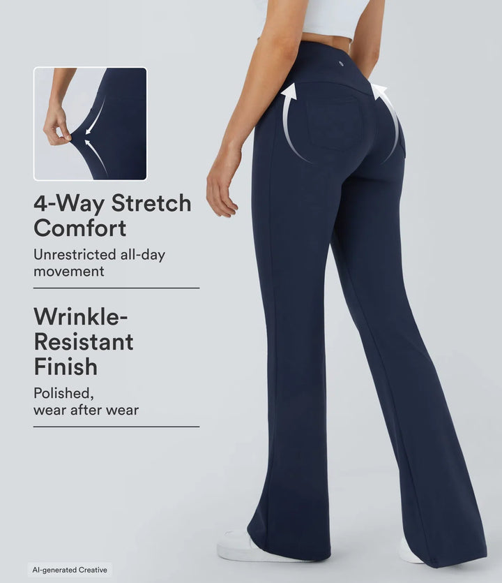DayStretch legginsy do jogi z wysokim stanem, kieszeniami i rozkloszowanymi nogawkami.