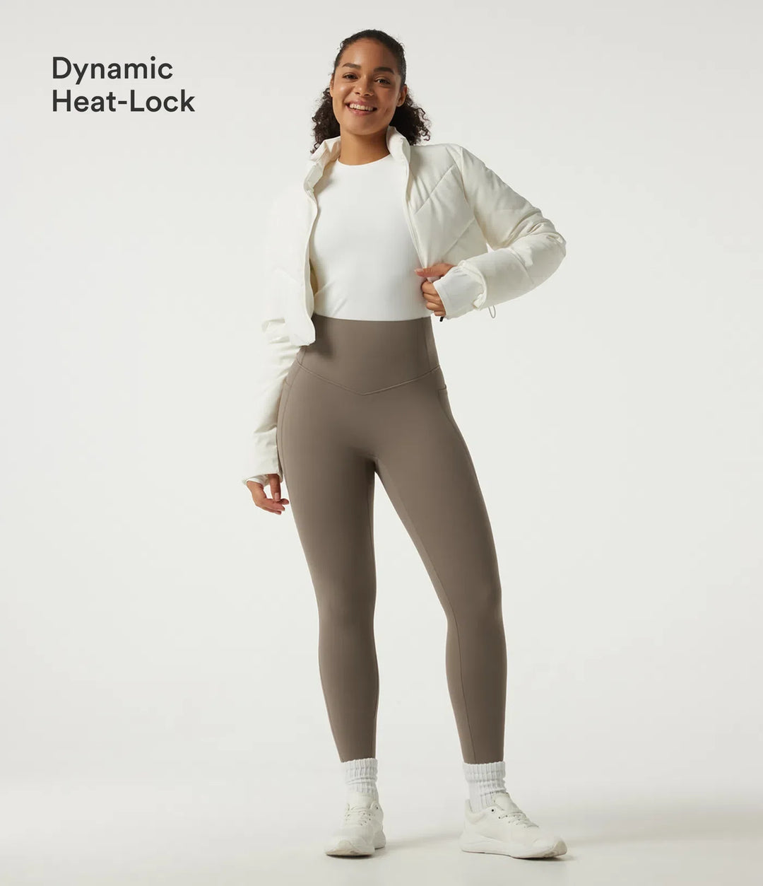Milejka UltraSculpt ciepło z wysokim stanem modelujące brzuch polarowy legginsy do jogi z kieszeniami