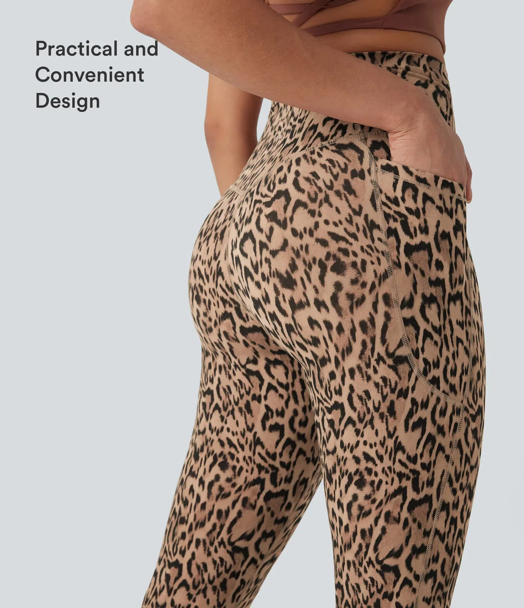 Milejka UltraSculpt w panterkę z wysokim stanem modelujące brzuch legginsy do jogi z kieszeniami