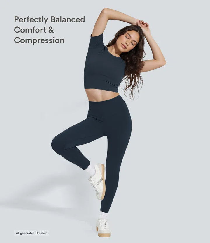 Halara UltraSculpt legginsy treningowe modelujące z wysokim stanem — efekt marszczenia podnoszący pośladki, modelowanie i kontrola brzucha, z kieszenią