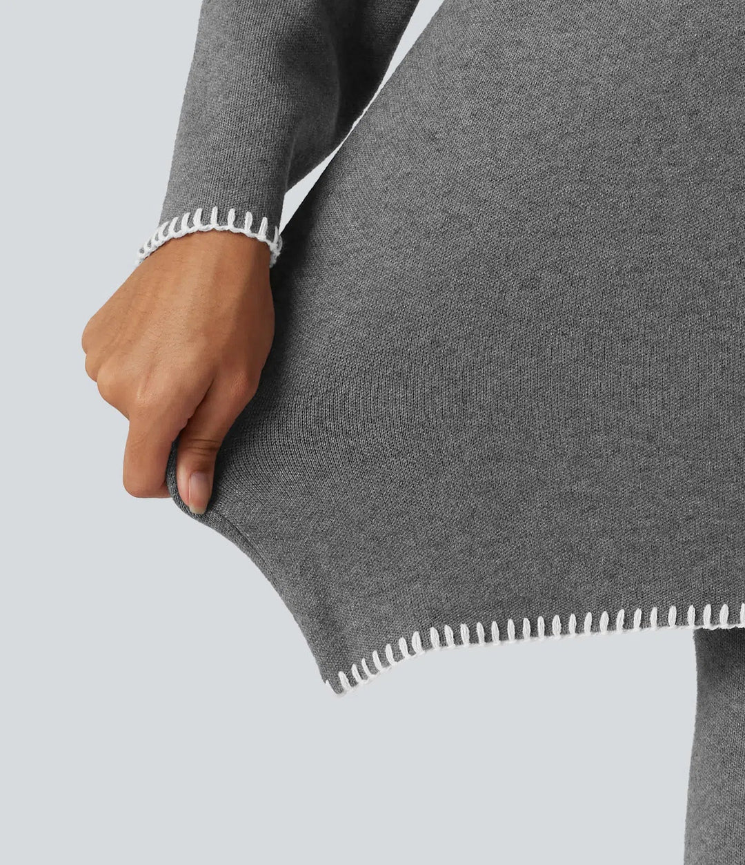 Ze stójką i długim rękawem Crochet sweter do pracy