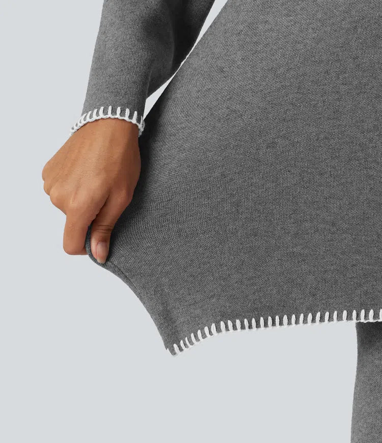 Ze stójką i długim rękawem Crochet sweter do pracy