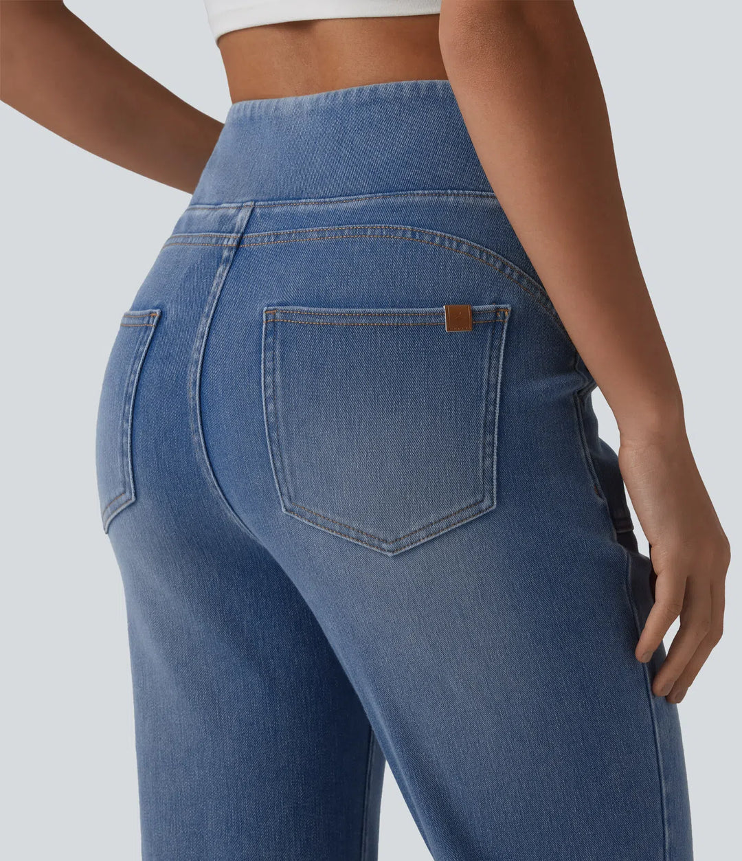Halara Flex jeansy bootcut z wysokim stanem, z modelującym efektem na brzuch i z kieszeniami