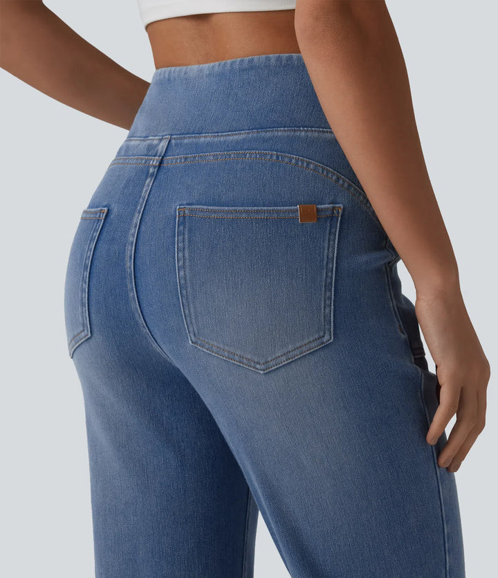 Halara Flex jeansy bootcut z wysokim stanem, z modelującym efektem na brzuch i z kieszeniami