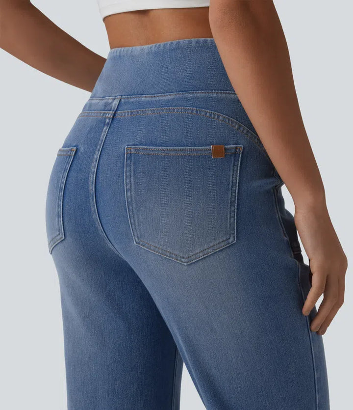 Halara Flex jeansy bootcut z wysokim stanem, z modelującym efektem na brzuch i z kieszeniami