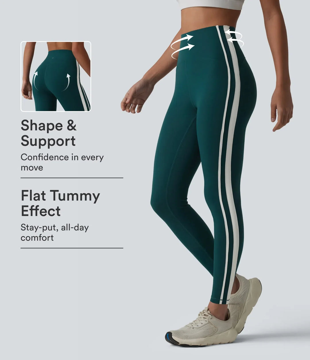 Milejka UltraSculpt z wysokim stanem modelujące brzuch bok w paski joga 7/8 legginsy