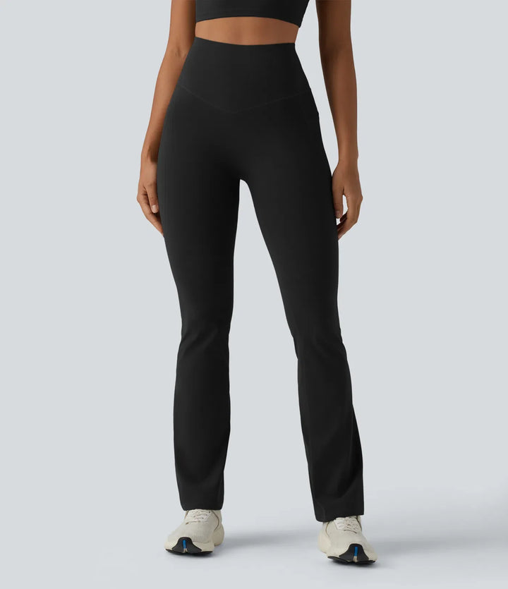 Milejka UltraSculpt z wysokim stanem unoszące pośladki modelujące brzuch bootcut legginsy do jogi z kieszeniami