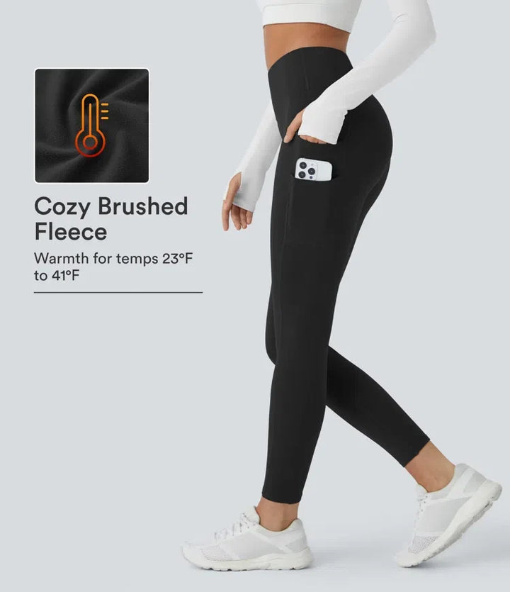 SoftlyZero pluszowy termiczny z wysokim stanem Double kieszenie 7/8 legginsy do jogi