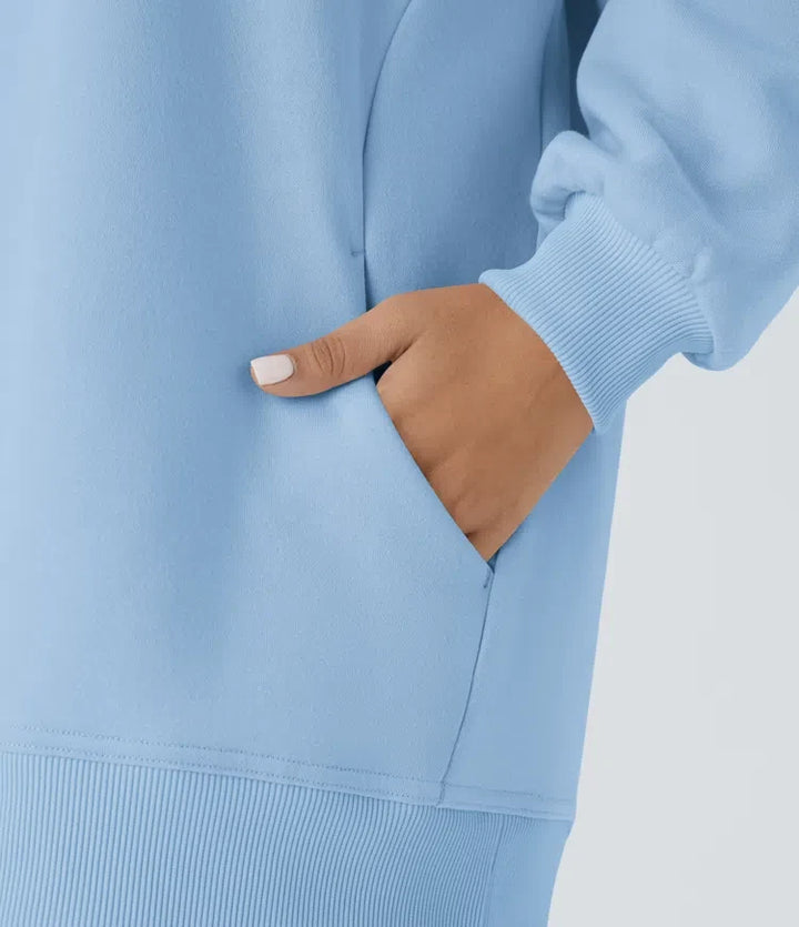 Z okrągłym dekoltem i długim rękawem kieszeń oversize polarowy bluza na co dzień