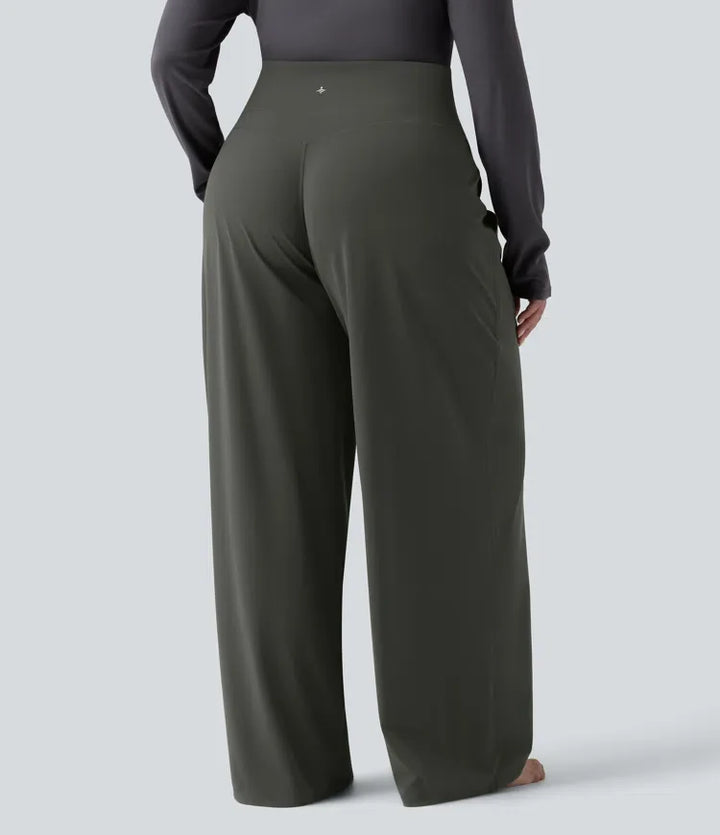 Milejka UltraSculpt z wysokim stanem modelujące brzuch z prostą nogawką joga plus size spodnie z kieszeniami