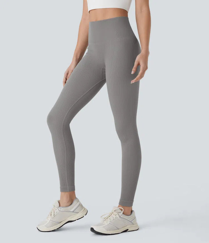 Seamless Flow 7/8 legginsy do jogi z wysokim stanem, modelowaniem brzucha i efektem uniesienia pośladków