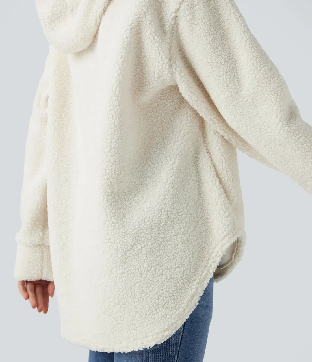 Z kapturem połowa zamek z zaokrąglonym dołem oversize na co dzień sherpa bluza z kieszeniami