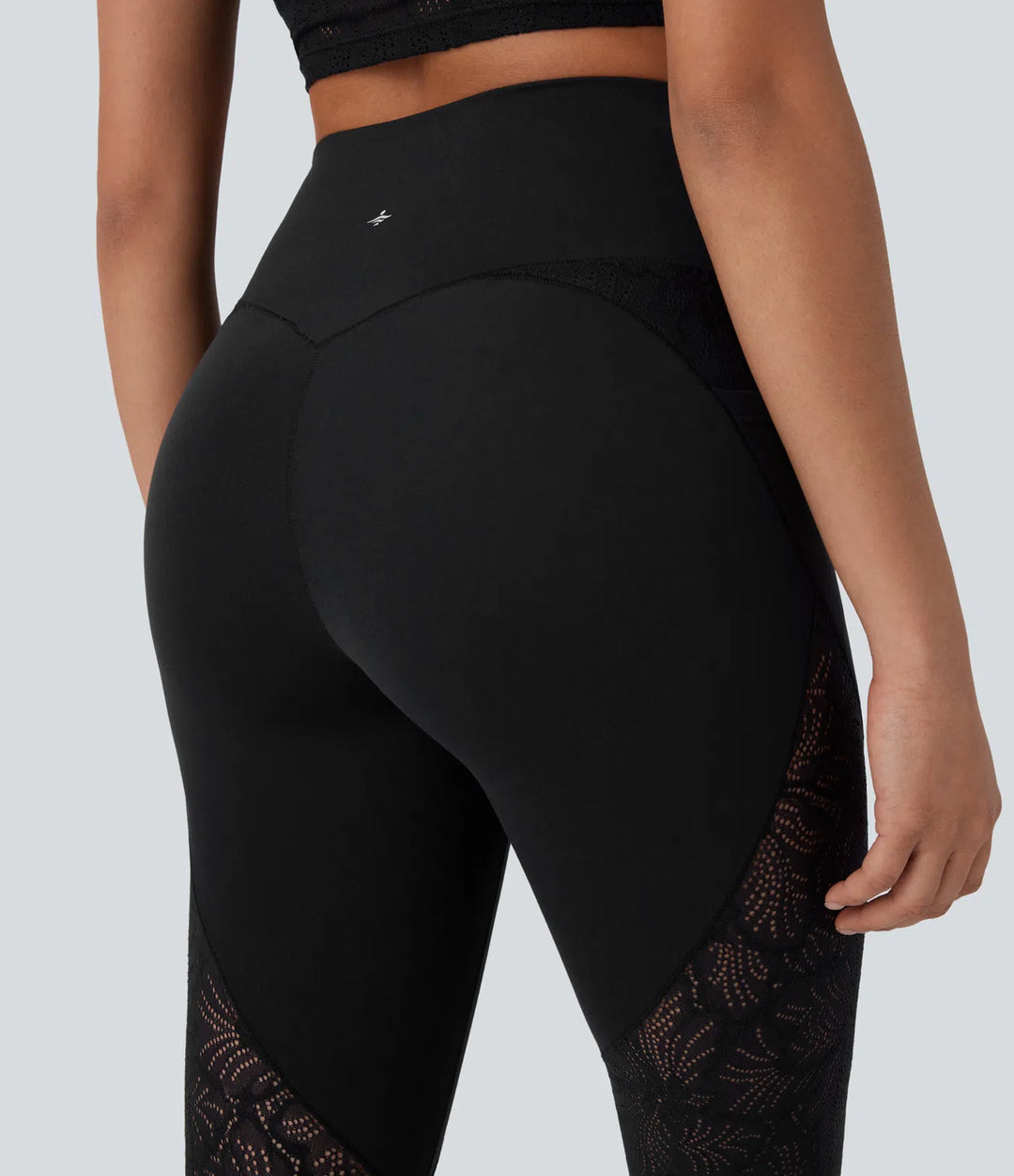 SoftlyZero legginsy do jogi 7/8 z wysokim stanem, przekładaną kieszenią i kontrastową koronką