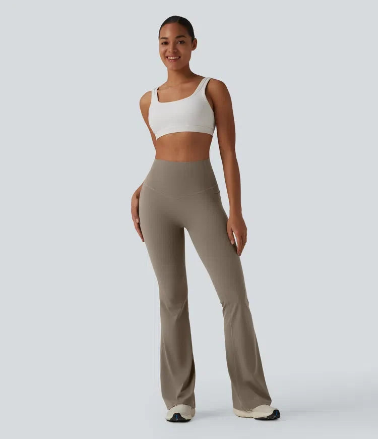 Milejka UltraSculpt z wysokim stanem modelujące brzuch flare legginsy do jogi z kieszeniami