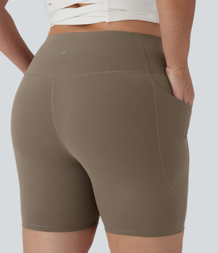 Halara UltraSculpt wysokie szorty kolarskie dla rozmiaru plus, modelujące i kontrolujące brzuch, długość 7&