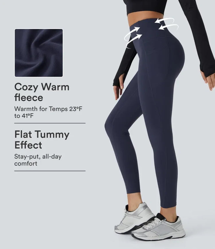 SoftlyZero pluszowy termiczny z wysokim stanem modelujące brzuch kieszeń treningowy legginsy