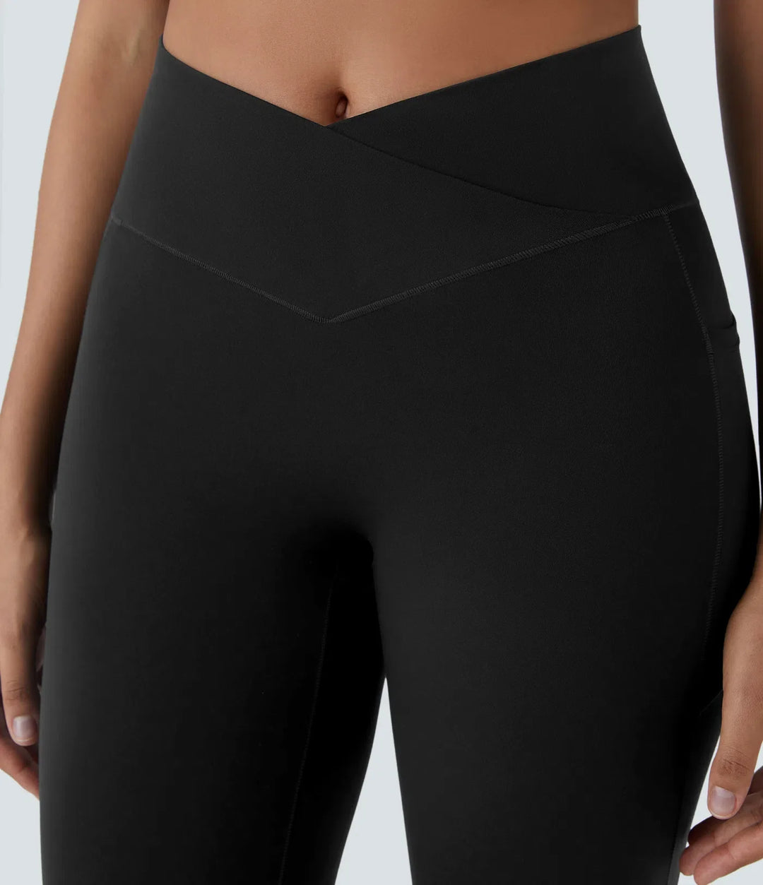 SoftlyZero z wysokim stanem krzyżowany kieszeń capri legginsy do jogi