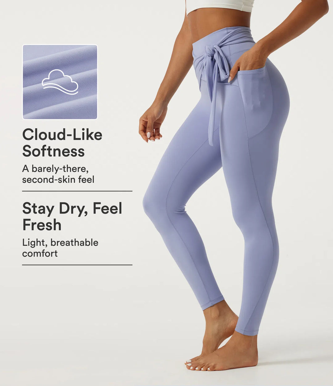 SoftlyZero legginsy do jogi z wysokim stanem, wiązane z przodu i z kieszeniami