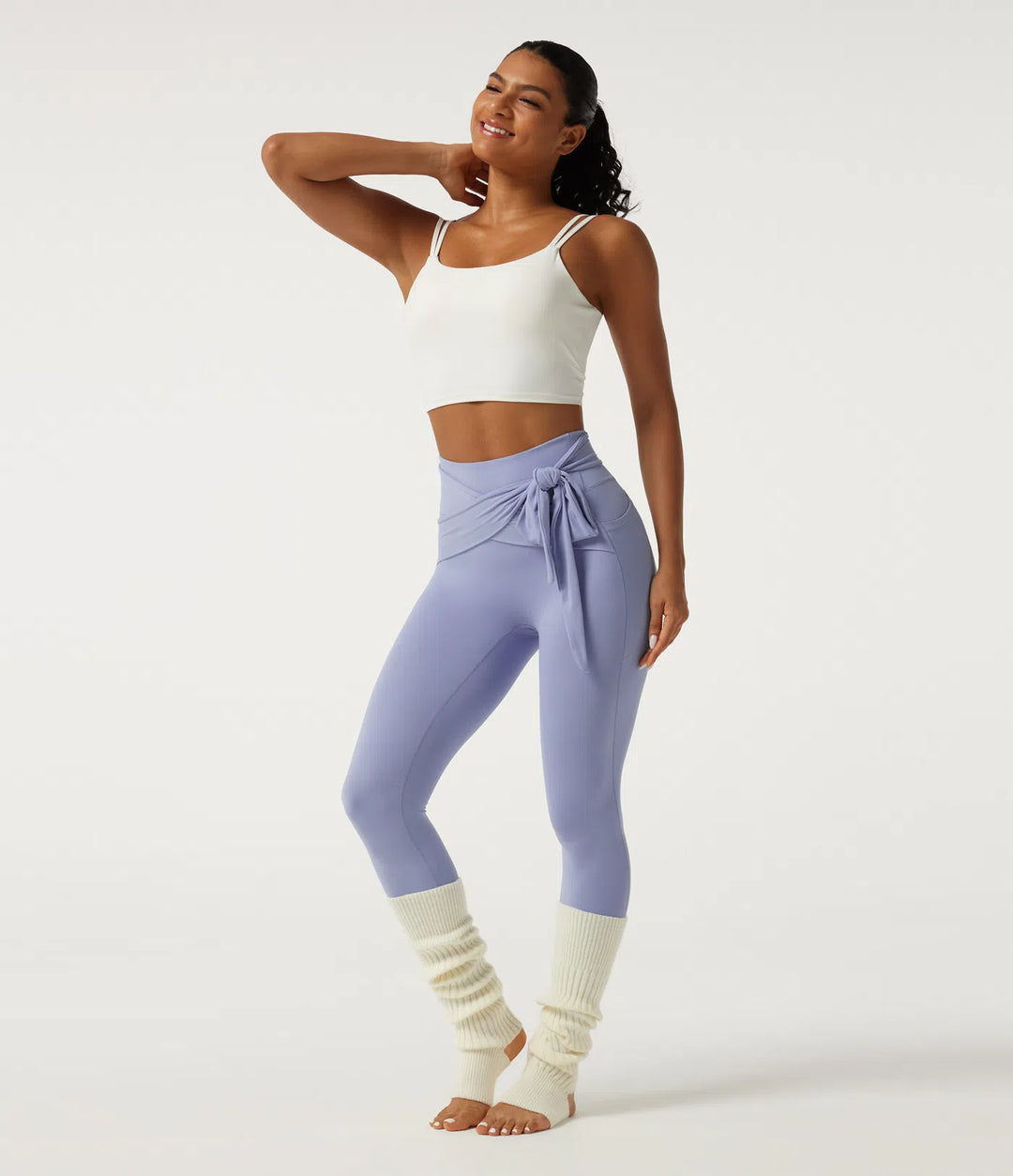 SoftlyZero legginsy do jogi z wysokim stanem, wiązane z przodu i z kieszeniami