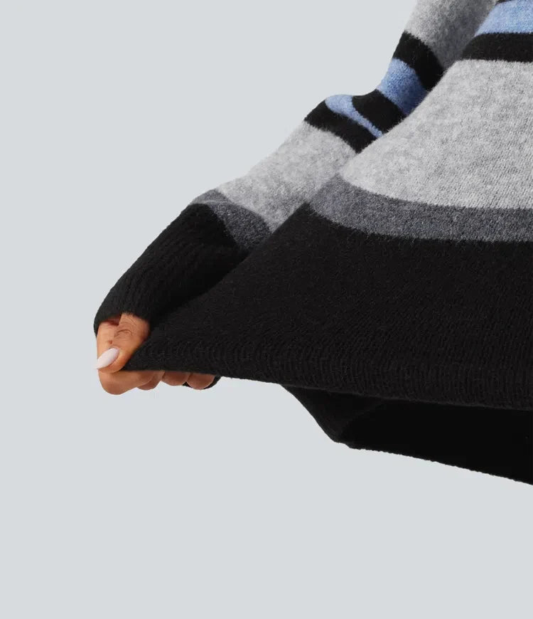 Z okrągłym dekoltem i długim rękawem oversize w paski sweter na co dzień