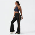 Halara UltraSculpt legginsy do jogi z wysokim stanem, modelującym efektem na brzuch, kontrastową koronką, rozkloszowanymi nogawkami i kieszeniami