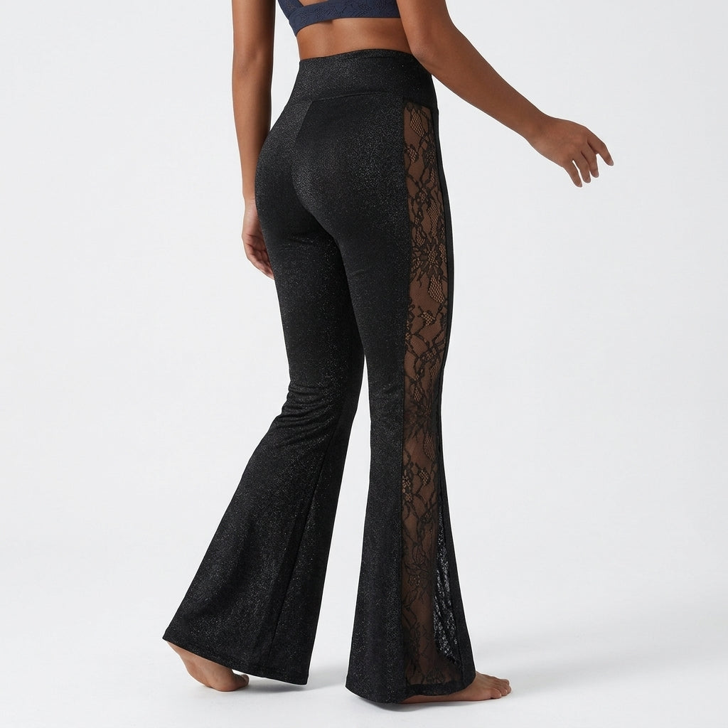 Halara UltraSculpt legginsy do jogi z wysokim stanem, modelującym efektem na brzuch, kontrastową koronką, rozkloszowanymi nogawkami i kieszeniami