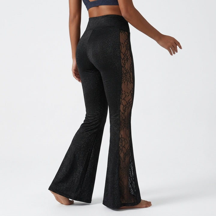 Halara UltraSculpt legginsy do jogi z wysokim stanem, modelującym efektem na brzuch, kontrastową koronką, rozkloszowanymi nogawkami i kieszeniami