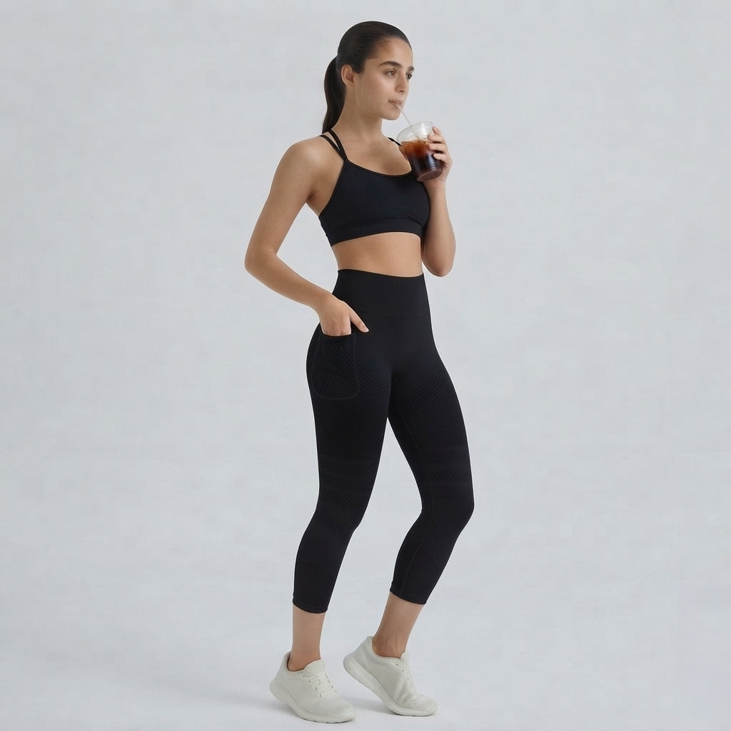 Milejka UltraSculpt z wysokim stanem modelujące brzuch kieszeń modelujące treningu capri legginsy