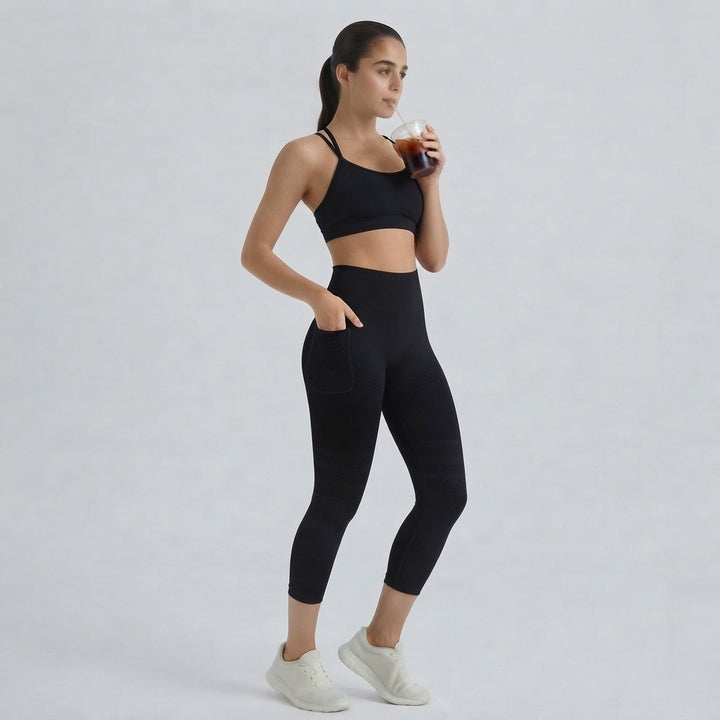 Milejka UltraSculpt z wysokim stanem modelujące brzuch kieszeń modelujące treningu capri legginsy