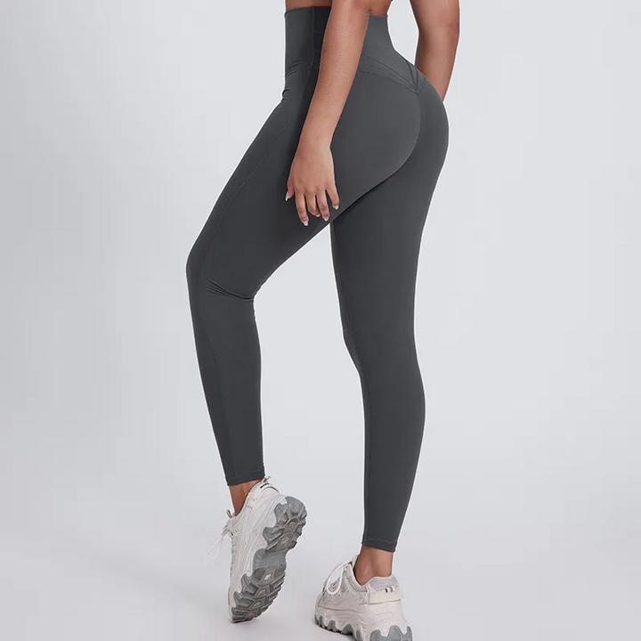 SoftlyZero legginsy do jogi z wysokim stanem, krzyżowanym pasem, kontrastową koronką i kieszeniami