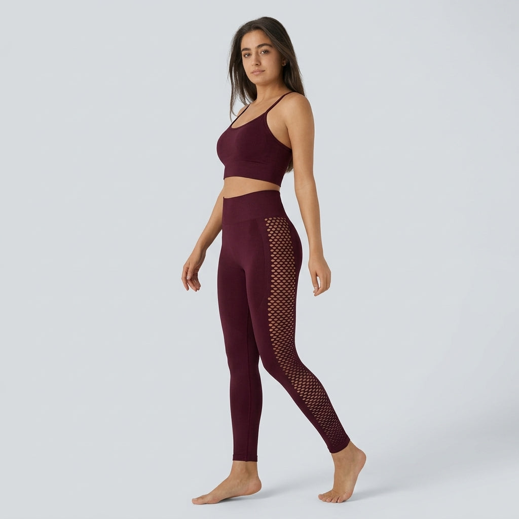 SoftlyZero legginsy do jogi z wysokim stanem, skrzyżowanym pasem, kontrastową koronką i kieszenią