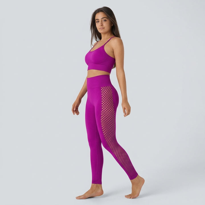 SoftlyZero legginsy do jogi z wysokim stanem, skrzyżowanym pasem, kontrastową koronką i kieszenią
