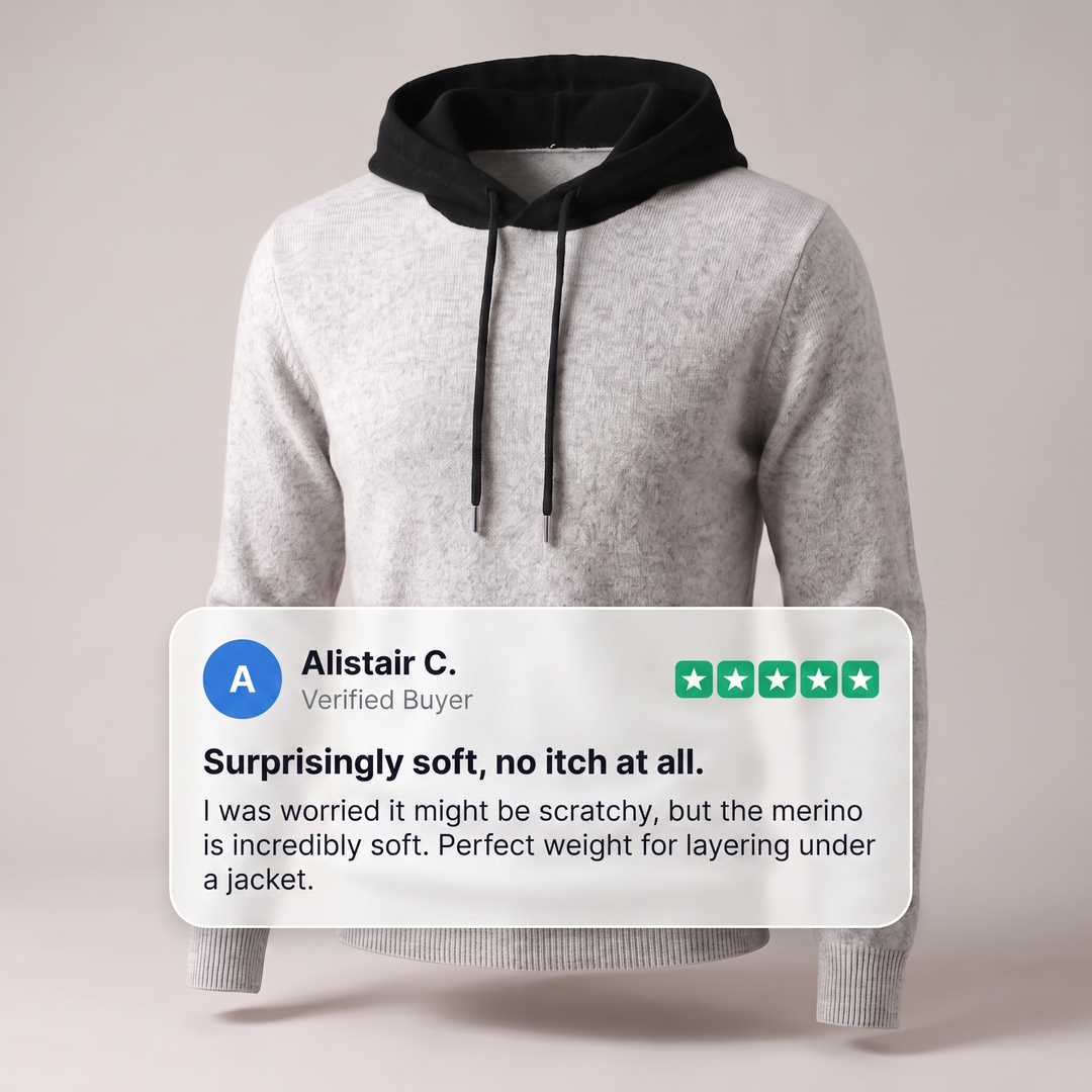 BLUZA Z KAPTUREM Z WEŁNY MERYNO ARDEN