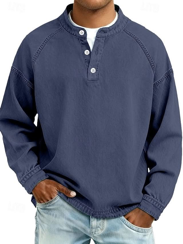 BROMLEY BLUZA HENLEY Z LUŹNYM WYKOŃCZENIEM