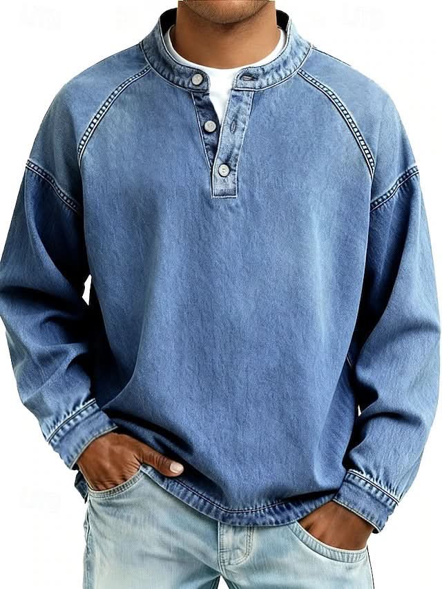 BROMLEY BLUZA HENLEY Z LUŹNYM WYKOŃCZENIEM